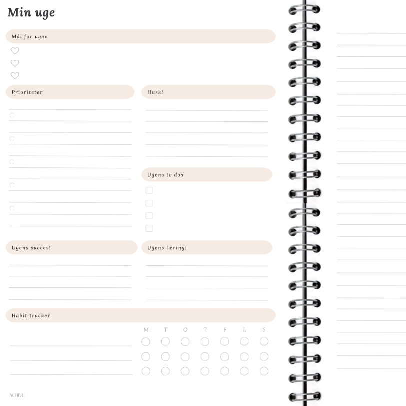 Hvordan du planlægger din uge med din ugentlige oversigt i plan to achieve - Achievara